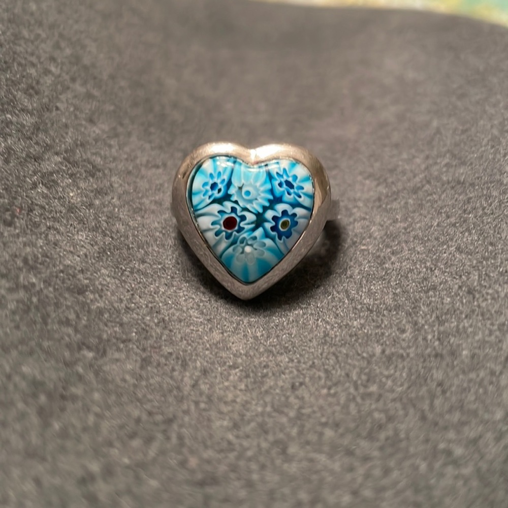 Alan K Murano Italian glass Sterling Silver Ring